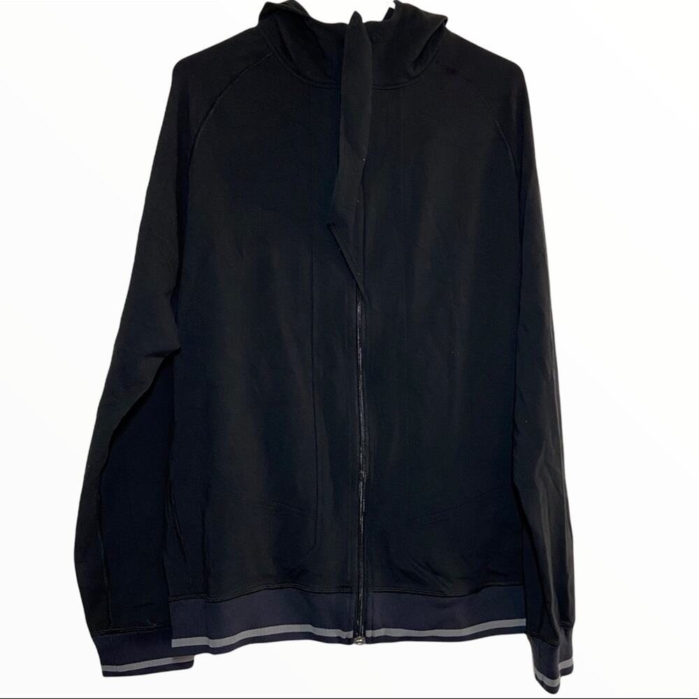 Lululemon Hoodie Full Zip Sweatshirt Ribbed Cuff Hidden Zipper Black Large